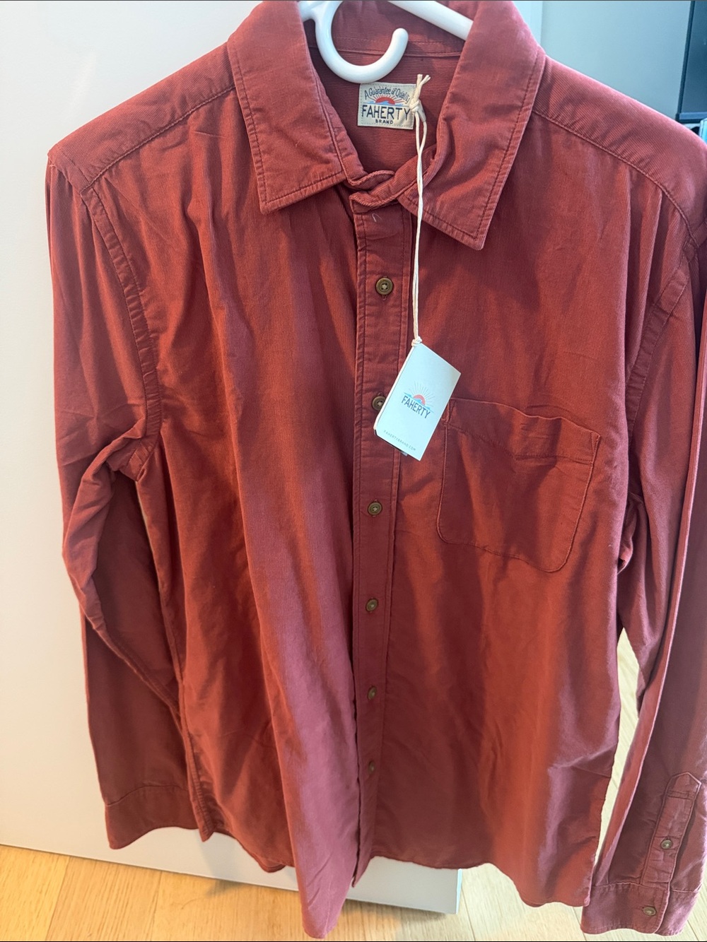 Faherty Men's Long-Sleeve Button-Down Shirt in Rust Red
